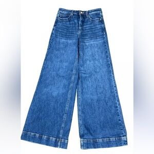 Maeve Anthropologie Dark Blue Wide Leg Jada Jeans